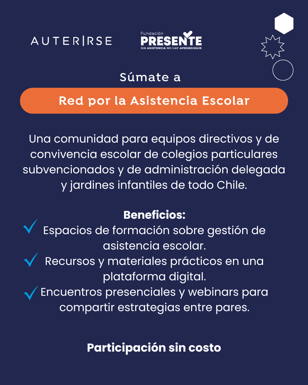 Súmate a la Red por la Asistencia Escolar. Participación sin costo.